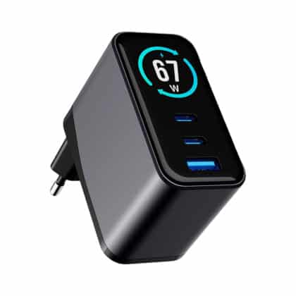 3MK incharge® Lumin Φορτιστής Τοίχου, 67W GaN, 2x Type-C, 1x USB-A, QC 4+ PPS, Μαύρος