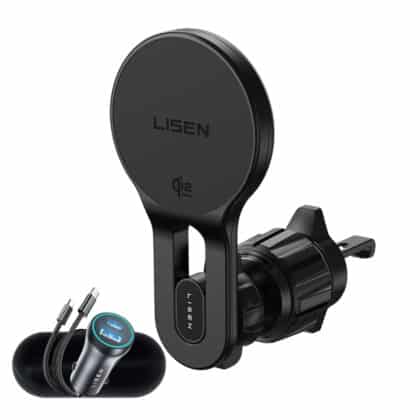 Lisen - Βάση Αυτοκινήτου με Ασύρματο Φορτιστή W704 Pro (YL0225090003) - για Αεραγωγό, με Φορτιστή, Καλώδιο Type-C, 25W, Qi2.2 - Μαύρο