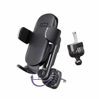 Lisen YL0222060011 Βάση Αυτοκινήτου για Αεραγωγό, Ρυθμιζόμενη 360°, Αντικραδασμική, Μαύρη