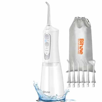 Bitvae BVC6 Water Flosser, 300ml, 6 Jet Tips, 3 Λειτουργίες, 5 Εντάσεις, Επαναφορτιζόμενο, Λευκό