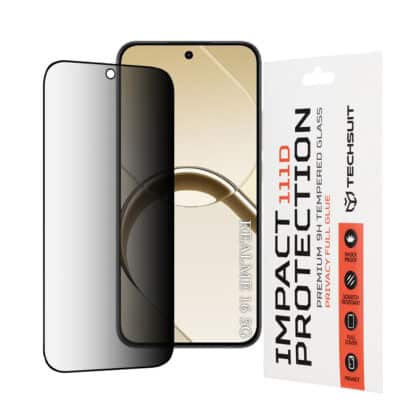 Techsuit 111D Πλήρης Κόλλα Απορρήτου, Για Realme 16 5G, Μαύρο