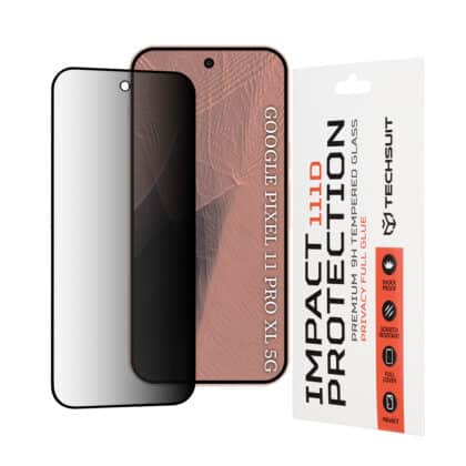 Techsuit 111D Πλήρης Κόλλα Απορρήτου για Google Pixel 11 Pro XL, Μαύρο