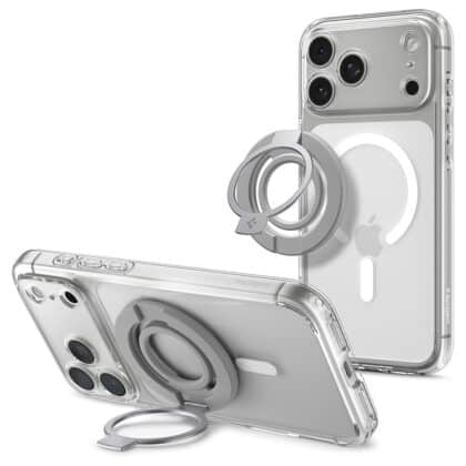 Spigen Phone Ring Dual Pop MagSafe S (AMP11736) - Εύκαμπτη Λαβή Δακτύλου, Διπλό Μαγνητικό, Σιλικόνη, Γκρι