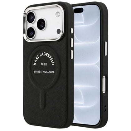Karl Lagerfeld Karl Ανάγλυφο Ανοιχτό Δαχτυλίδι RSG Logo - θήκη για Apple iPhone 18 Pro / 17 Pro - Μαύρο