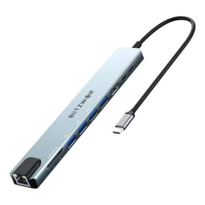 BlitzWolf BW-TH5 Σταθμός Σύνδεσης 10σε1 USB-C, Ασημί