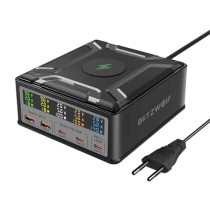 BlitzWolf BW-S28 Ασύρματος Φορτιστής 260W, 2xUSB-A, 3xUSB-C, Μαύρος