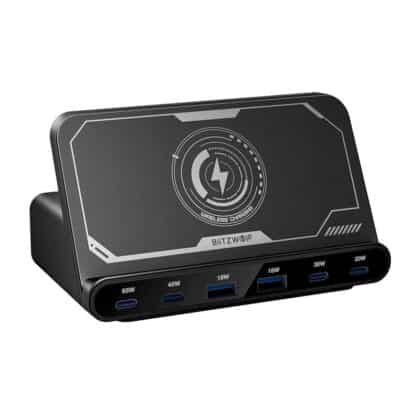 BlitzWolf BW-S27 Ασύρματος Φορτιστής 160W, 2xUSB-A, 4xUSB-C, 15W, Μαύρος