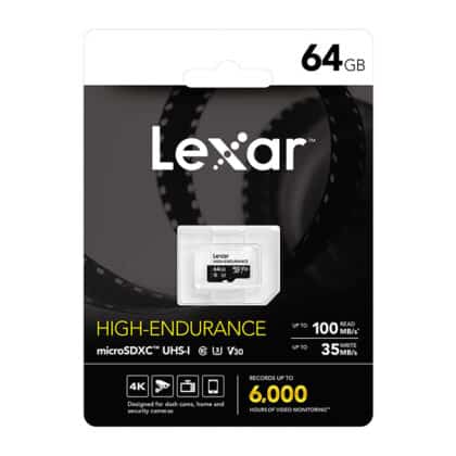 Κάρτα μνήμης microSD Lexar High-Endurance 64GB, μοντέλο LMSHGED064G-BCNNG