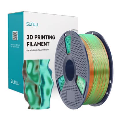 Sunlu PLA+ Silk Νήμα Τριών Χρωμάτων, Πορτοκαλί-Μπλε-Πράσινο