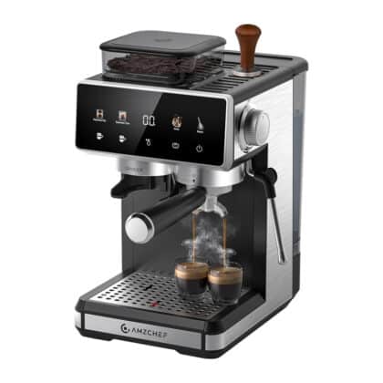 AMZCHEF CE-CM5560-SV Καφετιέρα Εσπρέσο με Έμβολο, Ασημί