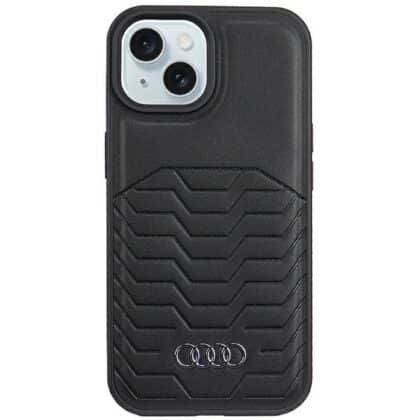 Audi θήκη σκληρή συνθετικό δέρμα MagSafe iPhone 15 / 14 / 13 6.1" μαύρο AU-TPUPCMIP15-GT/D3-BK