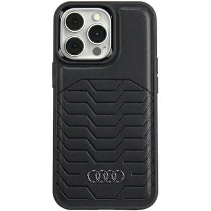 Audi iPhone 15 Pro 6.1" MagSafe συνθετικό δέρμα μαύρο σκληρή θήκη AU-TPUPCMIP15P-GT/D3-BK