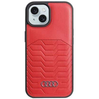 Audi θήκη σκληρή συνθετικό δέρμα MagSafe iPhone 15 / 14 / 13 6.1" κόκκινο AU-TPUPCMIP15-GT/D3-RD
