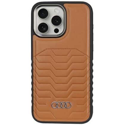 Audi θήκη σκληρή συνθετικό δέρμα MagSafe iPhone 14 Pro Max 6.7" καφέ AU-TPUPCMIP14PM-GT/D3-BN
