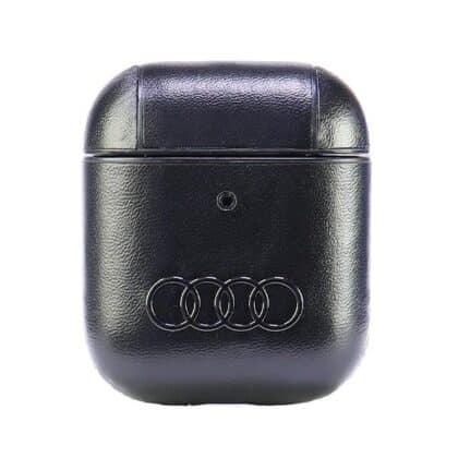 Audi Θήκη Δερμάτινη Μεγάλο Λογότυπο για AirPods 1/2, Μαύρη AU-AP-GT/D3-BK