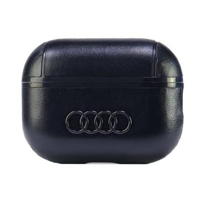 Audi AU-APP2-GT/D3-BK Θήκη AirPods Pro 2, Δερμάτινη Μεγάλο Λογότυπο, Μαύρη