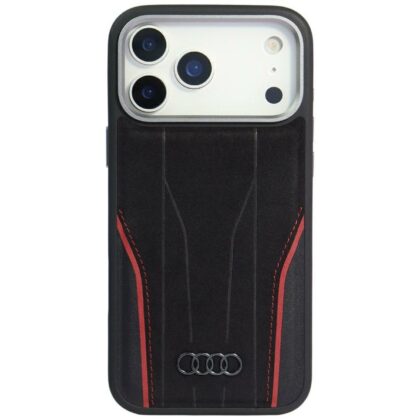 Θήκη Audi R8 Genuine Leather MagSafe για iPhone 17 Pro μαύρο-κόκκινο