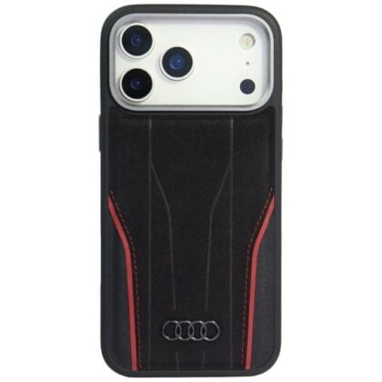 Θήκη Audi R8 Genuine Leather MagSafe για iPhone 17 Pro Max μαύρο-κόκκινο