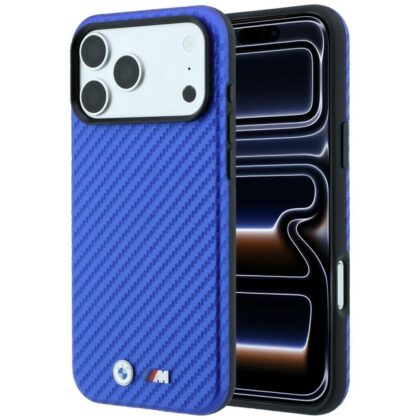 BMW Θήκη iPhone 18 Pro Max / 17 Pro Max, Carbon Metal Logo MagSafe, Μπλε