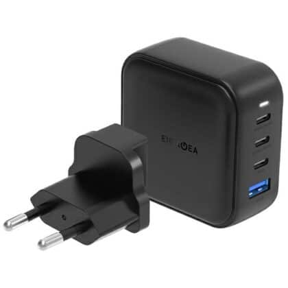 Energea Travelite GaN100 Φορτιστής Τοίχου 1xUSB + 3xUSB-C PD-PPS-QC 3.0 100W, Μαύρος