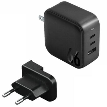 Energea Travelite GaN66 Φορτιστής Τοίχου 1xUSB + 2xUSB-C PD-PPS-QC 3.0 66W, Μαύρος