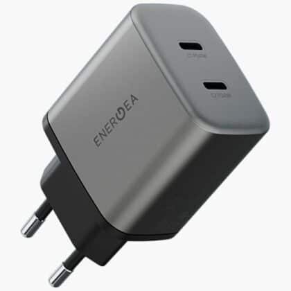 Energea Ampcharge GaN45 Φορτιστής Τοίχου 2xUSB-C PD/PPS/QC3.0 45W, Γκρι