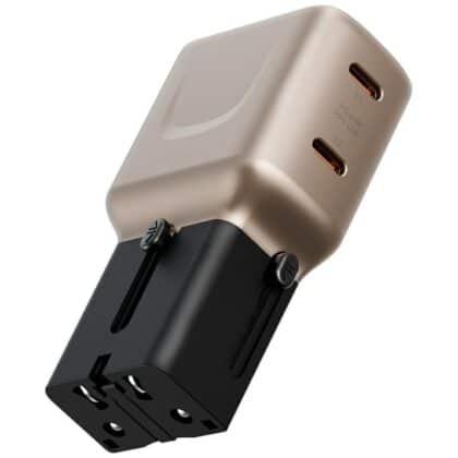 Energea TravelGo Adapter 45 Φορτιστής Τοίχου 2xUSB-C 45W, Χρυσό-Μαύρο