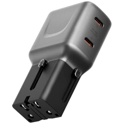 Energea TravelGo Adapter 45 Φορτιστής Τοίχου 2xUSB-C 45W, Γραφίτης-Μαύρο