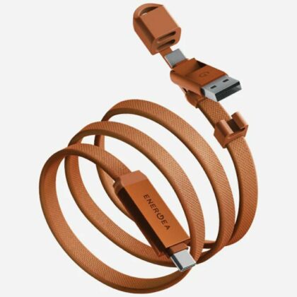 Energea Sheath Travel 2-in-1 Καλώδιο USB-C σε USB-C/USB-A, 480Mbps, 60W, 1.2m, Πορτοκαλί