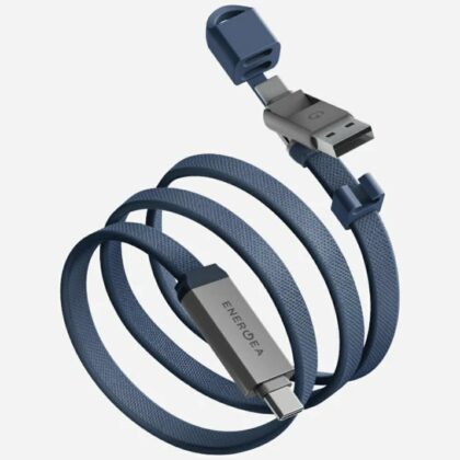 Energea Sheath Travel 2-in-1 Καλώδιο USB-C σε USB-C/USB-A, 480Mbps, 60W, 1.2m, Μπλε