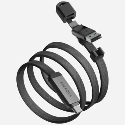 Energea Sheath Travel 2-in-1 Καλώδιο USB-C σε USB-C/USB-A, 480Mbps, 60W, 1.2m, Gunmetal