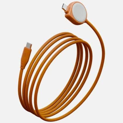Energea Flow Duo Watch Καλώδιο 2-σε-1 USB-C σε USB-C + Φορτιστής Apple Watch 60W 1,5m, Πορτοκαλί