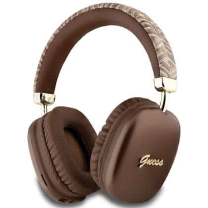 Guess GUBHK1GCTCSW Ακουστικά Bluetooth On-Ear, Καφέ, Gcube Metallic Script Logo