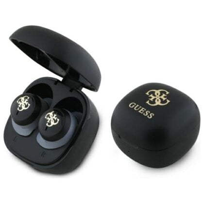Guess GUTWSJ144ESK Ακουστικά Bluetooth TWS + Βάση Φόρτισης, Μαύρο Iridescent 4G Printed Logo