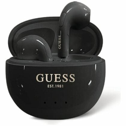 Guess Ακουστικά TWS Glossy Effect, Σχήμα Αυγού, Printed Classic Logo, Μαύρο