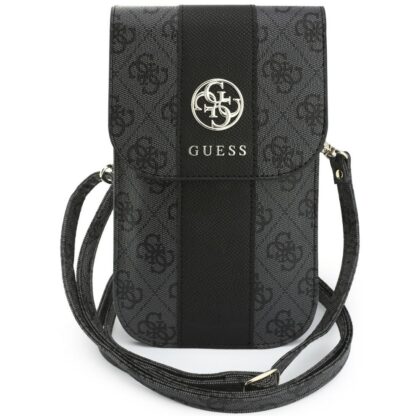 Guess 4G & Classic Logos Stripe Strap Τσάντα Τηλεφώνου, Μαύρη