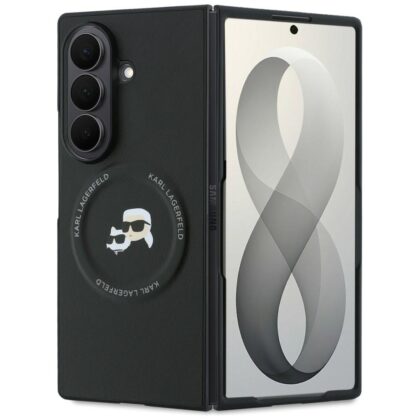 Karl Lagerfeld Leather Karl&Chaoupette Head Pin - θήκη για Samsung Galaxy Z Fold8 Ultra - Μαύρο
