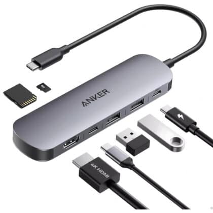 Anker USB-C Hub A83D2HA1, 2 x USB-A 3.0 - 2 x USB-C - 1 x HDMI - 1 x SD - 1 x microSD, Γκρι