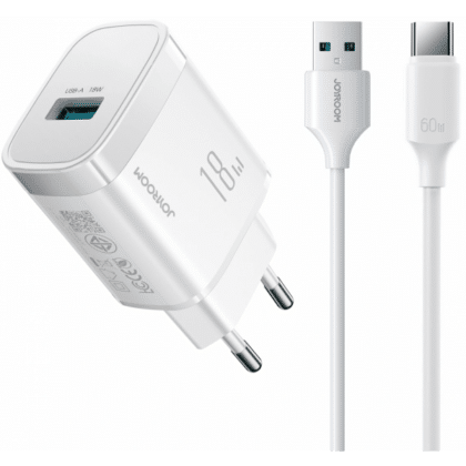 Joyroom JR-TF4 Φορτιστής Τοίχου 18W 3A 1 x USB-A με Καλώδιο USB-C, Λευκό