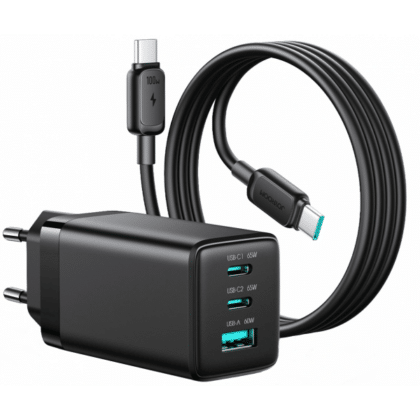 Joyroom JR-TG10 Φορτιστής Τοίχου 65W, 1 x USB-A - 2 x USB-C, Μαύρος