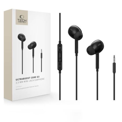 TECH-PROTECT Ultraboost Core G3 Ακουστικά Mini Jack, Μαύρο