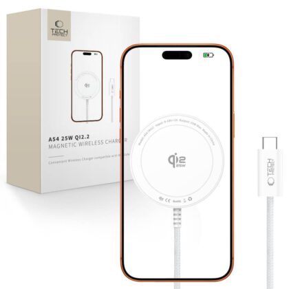 Tech-Protect A54 Μαγνητικός Ασύρματος Φορτιστής MagSafe 25W, Λευκός