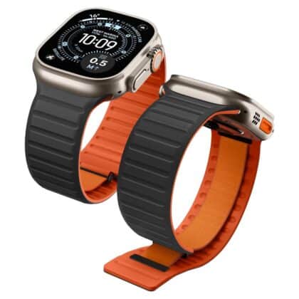 Spigen Athlex Air Λουράκι για Apple Watch 8/9/10/11/12/SE/Ultra (44/45/46/49 mm), Μαύρο/Πορτοκαλί