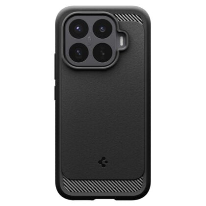 Μαύρη θήκη Spigen Rugged Armor για Xiaomi 17T Pro με υφή ανθρακονημάτων