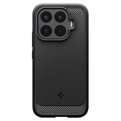 Μαύρη θήκη Spigen Rugged Armor για Xiaomi 17T με υφή από ανθρακονήματα