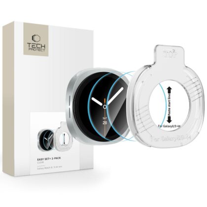 TECH-PROTECT Easy Set+ 2-Pack Σκληρυμένο Γυαλί για Samsung Galaxy Watch 8 / 9 (44 mm), Clear