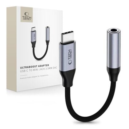 Tech-Protect Ultraboost Αντάπτορας USB-C σε Mini Jack 3.5mm DAC, Iron Grey