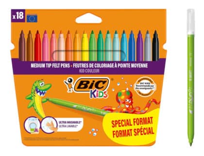 BIC Kid Couleur Σετ Μαρκαδόρων Ultra Washable, 18 Τεμάχια