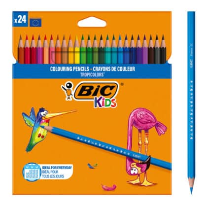 BIC Kids Tropicolors Σετ Ξυλομπογιές Εξάγωνες, 24 Τεμάχια
