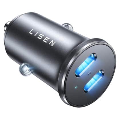 Lisen YL0223080007 Φορτιστής Αυτοκινήτου με Διπλό Type-C, 2x 45W, 12V/24V, Αλουμίνιο, Μαύρος
